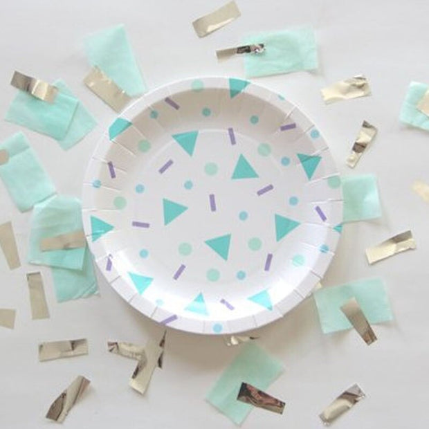 Disposable Plates Mint Green Pink Blue Gold Foil 9 Inch Paper Plate Theme Festival For Baby Bride Shower Wedding Party Supplies - www.leggybuddy.com