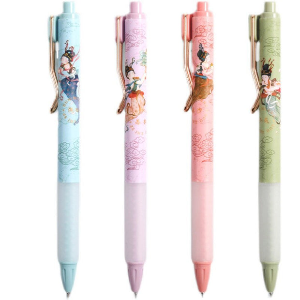 M&amp;G 4pcs/set Chinese Style Limited 0.5mm Gel Pen Kawaii Retractable Black Ink Gelpen For Boys Girls School Student - www.leggybuddy.com