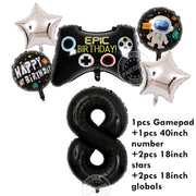 Video Game Birthday Set - Number foil helium balloon - www.leggybuddy.com