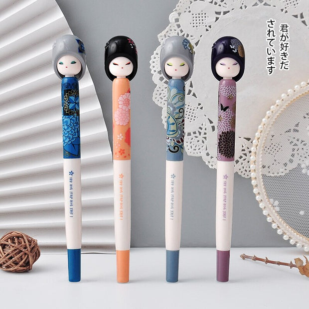 Cute Kawaii Cartoon Lovely doll Shape Gel Ink Pens Japanese  Stationery School Supplies (12 Pcs/set)