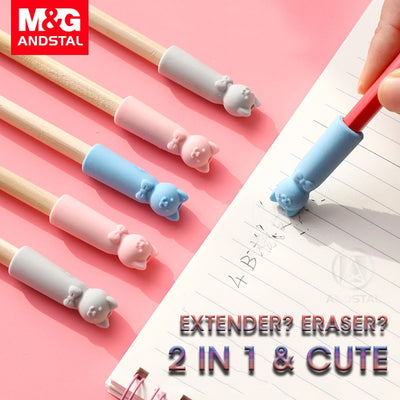 M&amp;G 4/12pcs Multifunction 2 in 1 Color Eraser &amp; Pencil Extender Cap Kawaii Rubber Erasers Mini pencil gum set for school rubbers - www.leggybuddy.com