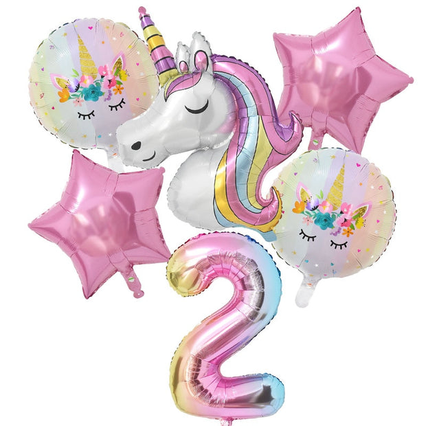 Rainbow Unicorn Birthday Balloon Set - www.leggybuddy.com