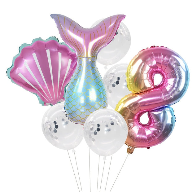 Little Mermaid Party Number Balloons 32inch - www.leggybuddy.com