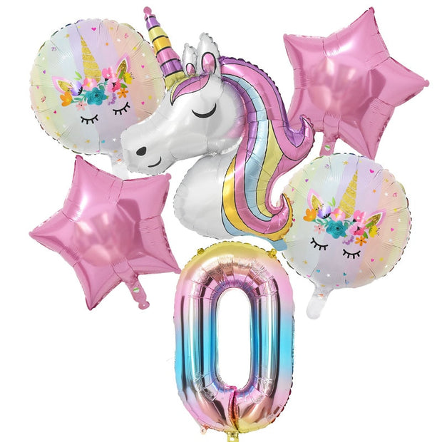 Rainbow Unicorn Birthday Balloon Set - www.leggybuddy.com