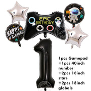 Video Game Birthday Set - Number foil helium balloon - www.leggybuddy.com