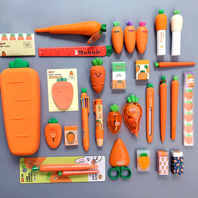 Sharkbang Creative Carrot Series Silicone Soft Pencil Case Penholder Organizer Bag Kawaii Stationery Set Kids Birthday Gift - www.leggybuddy.com