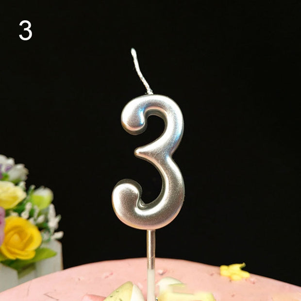 Metallic Number Candle Gold / Silver / Rosa - www.leggybuddy.com