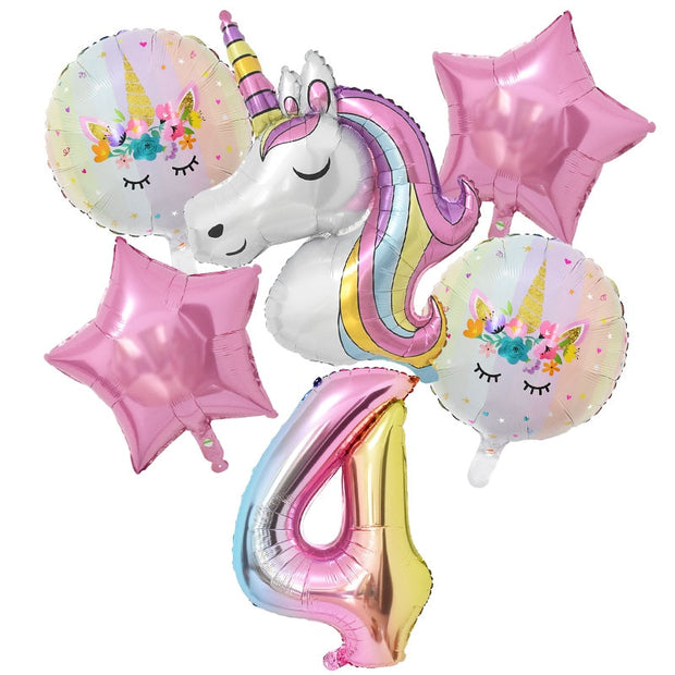 Rainbow Unicorn Birthday Balloon Set - www.leggybuddy.com