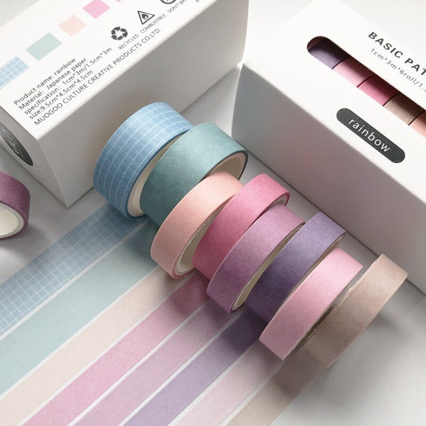 Solid Color Grid Masking Tape - 8 Pcs Set - www.leggybuddy.com