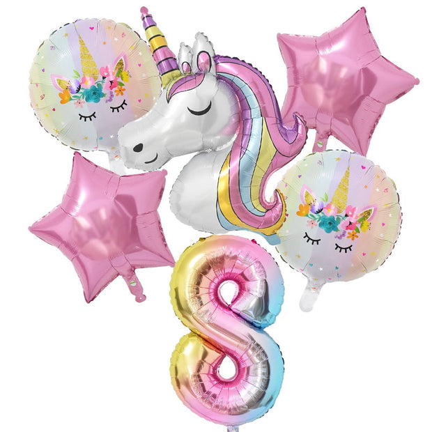 Rainbow Unicorn Birthday Balloon Set - www.leggybuddy.com