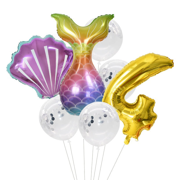 Little Mermaid Party Number Balloons 32inch - www.leggybuddy.com