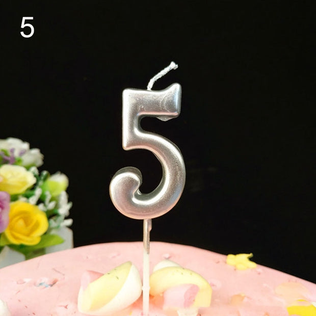 Metallic Number Candle Gold / Silver / Rosa - www.leggybuddy.com