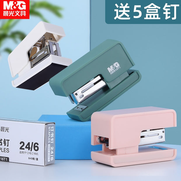 M&amp;G Morandi Color Effortless Mini Stapler 24/6 #12 Staplers Free Staples Paper Binding Stapling Machine Standard Office School - www.leggybuddy.com