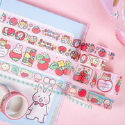 MINKYS Kawaii Cute Peach Strawberry Washi Masking Tape For Crafts, Diary Decorative Adhesive Tape Japanese School Stationery - www.leggybuddy.com