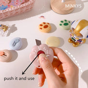 MINKYS Kawaii Mini Pocket Cat Paw Art Utility Knife Express Box Knife Paper Cutter Craft Wrapping Refillable Blade Stationery - www.leggybuddy.com