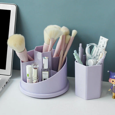 Morandi Color Multifunctional Round Pen Holder Large Capacity 360 Degree Rotating Makeup Brush Storage Box School Stationery - www.leggybuddy.com