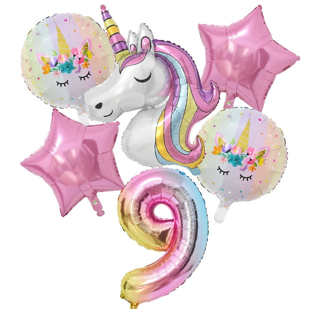 Rainbow Unicorn Birthday Balloon Set - www.leggybuddy.com