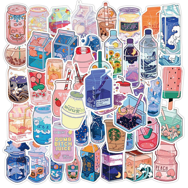 Summer Flavored Drink Stickers 50PCS - www.leggybuddy.com