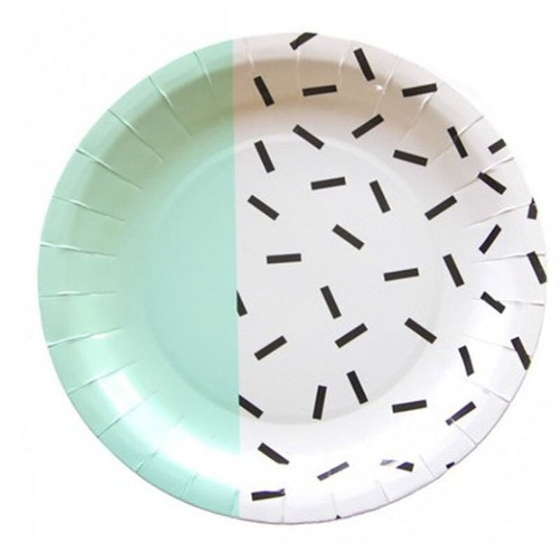 Disposable Plates Mint Green Pink Blue Gold Foil 9 Inch Paper Plate Theme Festival For Baby Bride Shower Wedding Party Supplies - www.leggybuddy.com