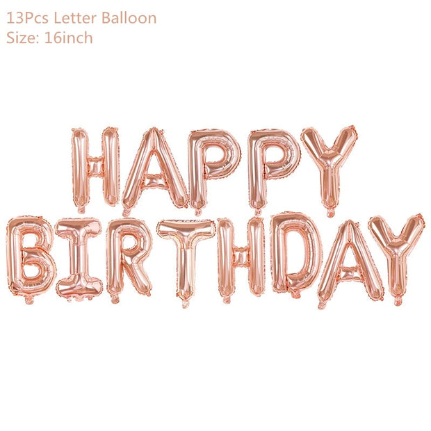 Rose Gold Wedding Birthday Party Balloons Happy Birthday Letter Foil Balloon Baby Shower Anniversary Event Party Decor Supplies - www.leggybuddy.com