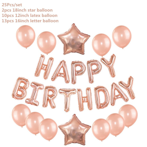 Rose Gold Wedding Birthday Party Balloons Happy Birthday Letter Foil Balloon Baby Shower Anniversary Event Party Decor Supplies - www.leggybuddy.com