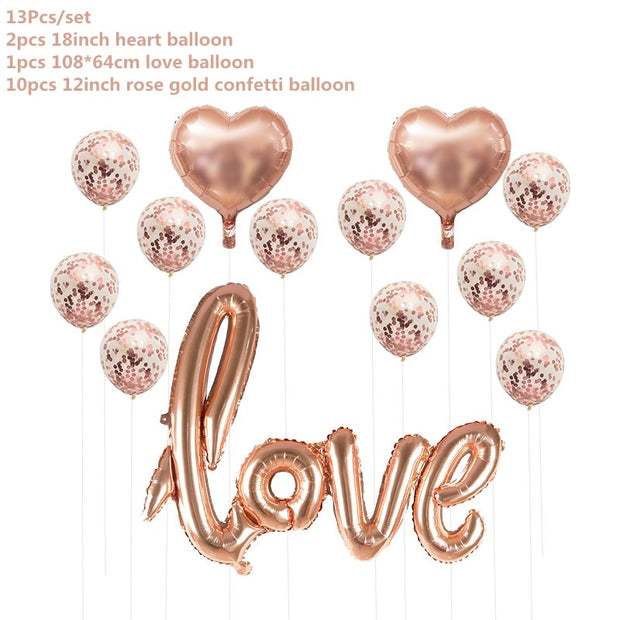 Rose Gold Wedding Birthday Party Balloons Happy Birthday Letter Foil Balloon Baby Shower Anniversary Event Party Decor Supplies - www.leggybuddy.com