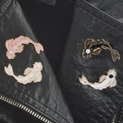 Lucky fish Koi Enamel pin White pink black Brooches Gift Denim Jeans Clothes cap bag Pin Badge Button Lapel pin gift for kids - www.leggybuddy.com