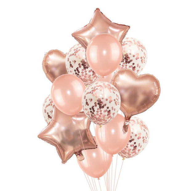 Rose Gold Confetti Baloons Foil Champagne Star Balloon Wedding Latex Ballon globos BabyShower Birthday Party Decoration Supplies - www.leggybuddy.com