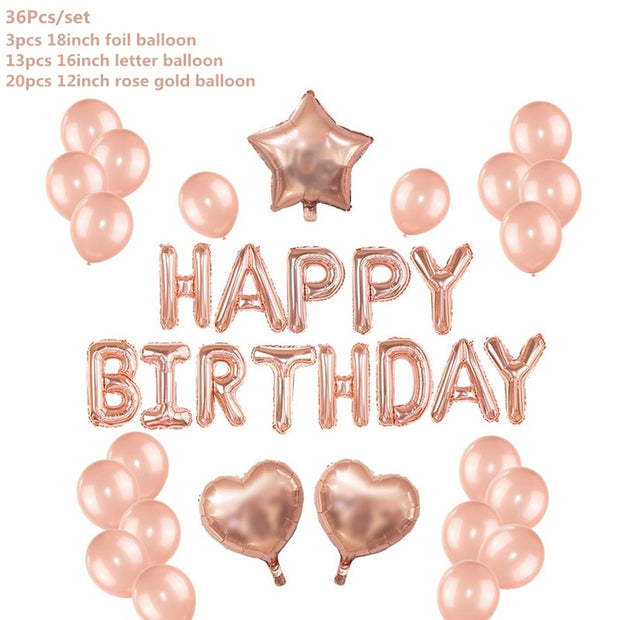 Rose Gold Wedding Birthday Party Balloons Happy Birthday Letter Foil Balloon Baby Shower Anniversary Event Party Decor Supplies - www.leggybuddy.com