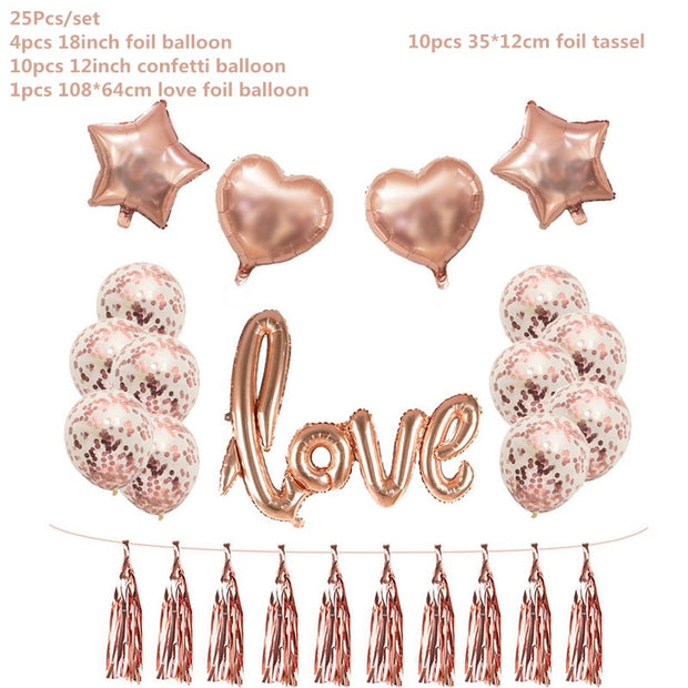 Rose Gold Wedding Birthday Party Balloons Happy Birthday Letter Foil Balloon Baby Shower Anniversary Event Party Decor Supplies - www.leggybuddy.com