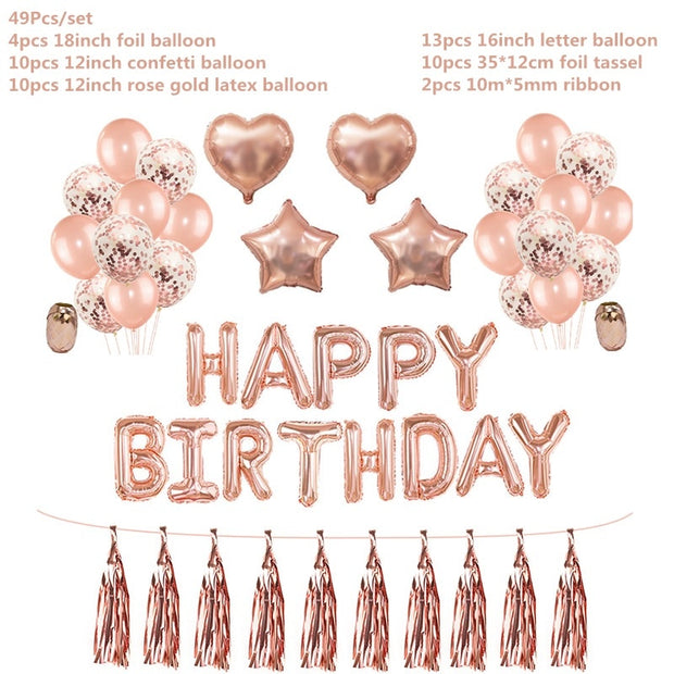 Rose Gold Wedding Birthday Party Balloons Happy Birthday Letter Foil Balloon Baby Shower Anniversary Event Party Decor Supplies - www.leggybuddy.com