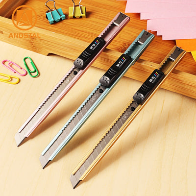M&amp;G 3/6/12/24pcs Cool Metallic Color Mini Utility Knife 9mm Paper Cutter Stationery Knife Stainless Steel Metal Office Craft Box - www.leggybuddy.com
