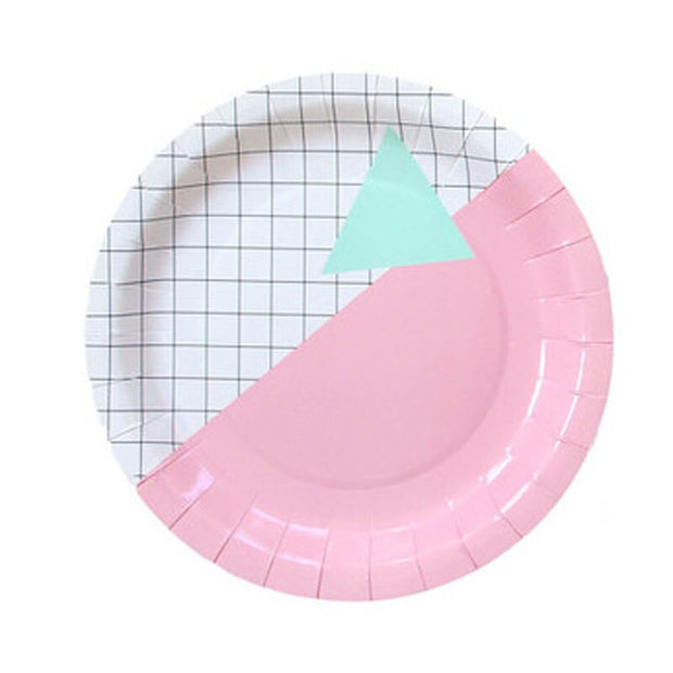 Disposable Plates Mint Green Pink Blue Gold Foil 9 Inch Paper Plate Theme Festival For Baby Bride Shower Wedding Party Supplies - www.leggybuddy.com