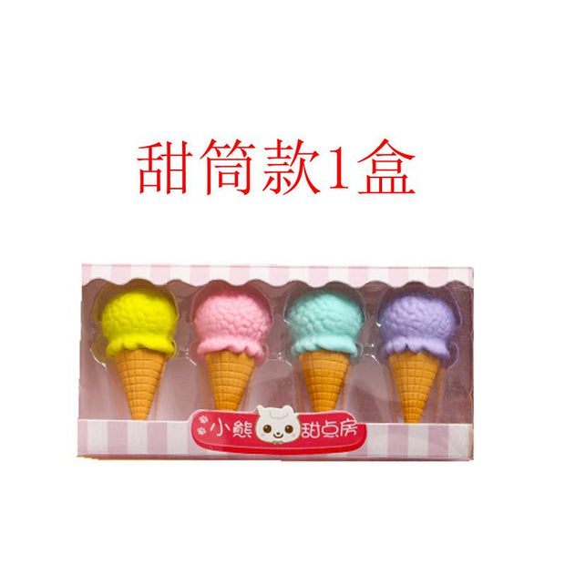 4pcs Cartoon Novetly Ice Cream Hamburger Lollipop Detachable Rubber Eraser School Student Correction Eraser Tool Stationery - www.leggybuddy.com