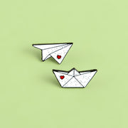 Paper plane Boat Enamel Pins Custom Love Brooches Lapel Pin Shirt Bag Aircraft Ferry Badge Mini Jewelry Gift For Kids Friends - www.leggybuddy.com