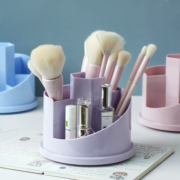 Morandi Color Multifunctional Round Pen Holder Large Capacity 360 Degree Rotating Makeup Brush Storage Box School Stationery - www.leggybuddy.com