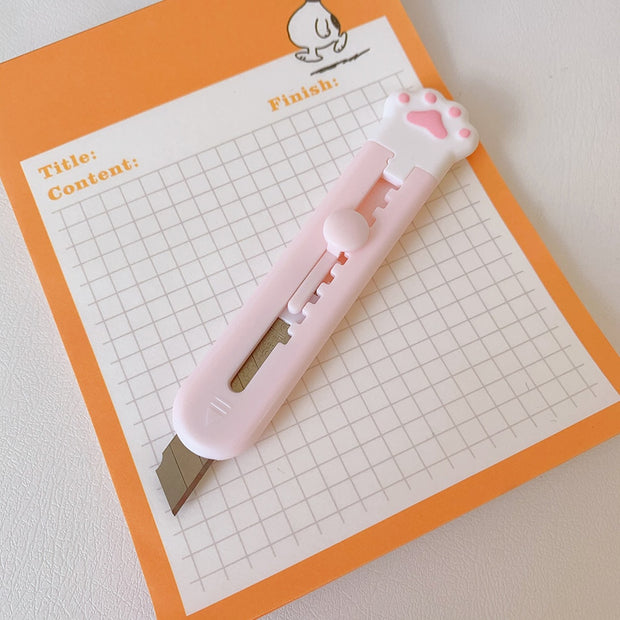 MINKYS Kawaii Mini Pocket Cat Paw Art Utility Knife Express Box Knife Paper Cutter Craft Wrapping Refillable Blade Stationery - www.leggybuddy.com