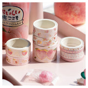MINKYS Kawaii Cute Peach Strawberry Washi Masking Tape For Crafts, Diary Decorative Adhesive Tape Japanese School Stationery - www.leggybuddy.com