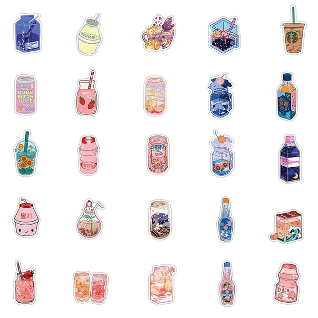 Summer Flavored Drink Stickers 50PCS - www.leggybuddy.com