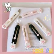 MINKYS Kawaii Mini Pocket Cat Paw Art Utility Knife Express Box Knife Paper Cutter Craft Wrapping Refillable Blade Stationery - www.leggybuddy.com