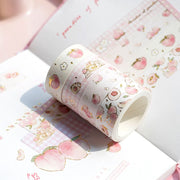 MINKYS Kawaii Cute Peach Strawberry Washi Masking Tape For Crafts, Diary Decorative Adhesive Tape Japanese School Stationery - www.leggybuddy.com