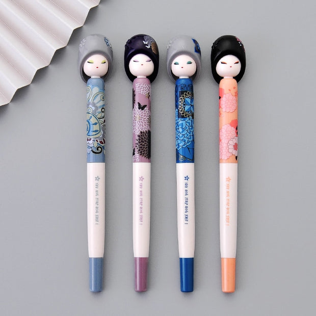  Cute Kawaii Cartoon Lovely doll Shape Gel Ink Pens Japanese  Stationery School Supplies (12 Pcs/set)