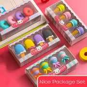 4pcs Cartoon Novetly Ice Cream Hamburger Lollipop Detachable Rubber Eraser School Student Correction Eraser Tool Stationery - www.leggybuddy.com