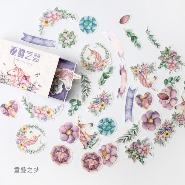 Yoofun 40pcs/box Kawaii Stickers Packed in Box Foodie Cartoons Forests Unicorn for Scrapbooking Journal Deco Vintage Stickers - www.leggybuddy.com
