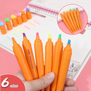 Sharkbang 6pcs/lot Carrot Highlighter Pen Keywords Marker Soft Head Protective Eyes Kawaii Stationery - www.leggybuddy.com