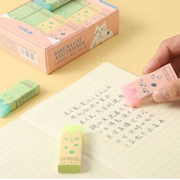 Sakura Cat Small Eraser - 4 Pcs Set - www.leggybuddy.com