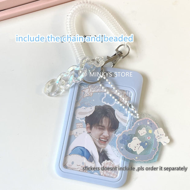 MINKYS Kawaii Baby Blue Milk Pink Photocard Holder Credit ID Bank Card Photo Display Holder Bus Card Protective Case Pendant - www.leggybuddy.com