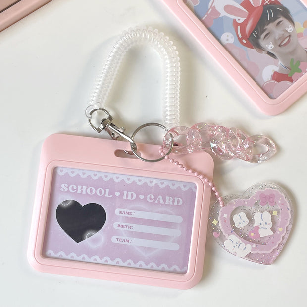 MINKYS Kawaii Baby Blue Milk Pink Photocard Holder Credit ID Bank Card Photo Display Holder Bus Card Protective Case Pendant - www.leggybuddy.com