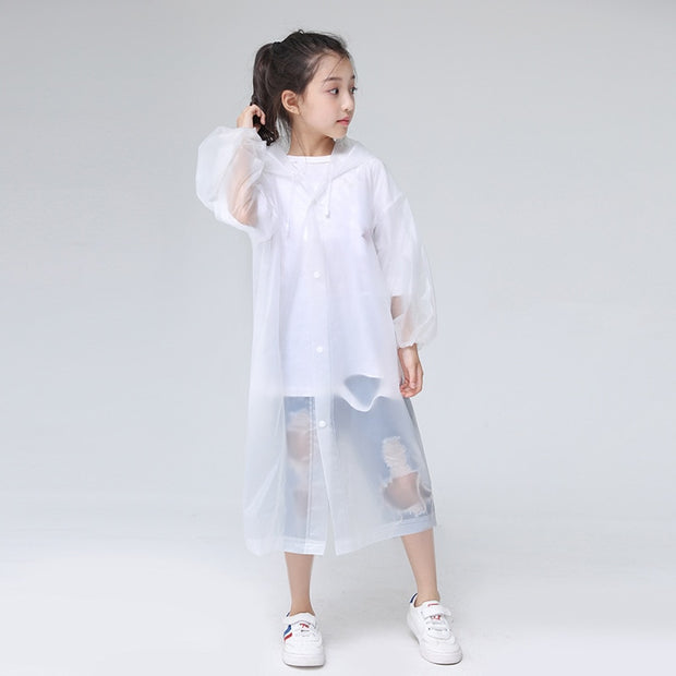 New Fashion Children Raincoat EVA Waterproof Thickened Rain Coat Reusable Transparent Rain Jacket Clear Kids Tour Rainwear Suit - www.leggybuddy.com