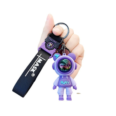 Light Cartoon  Bear Keychain Cute Astronaut Bear Doll Keyring Bag Pendant Couple Car Keyholder Keyring Key ring - www.leggybuddy.com